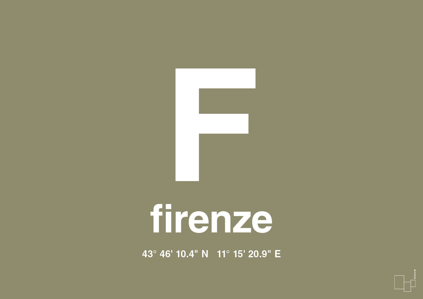 plakat: byplakat firenze med koordinater - misty forrest-Byer-A1two3