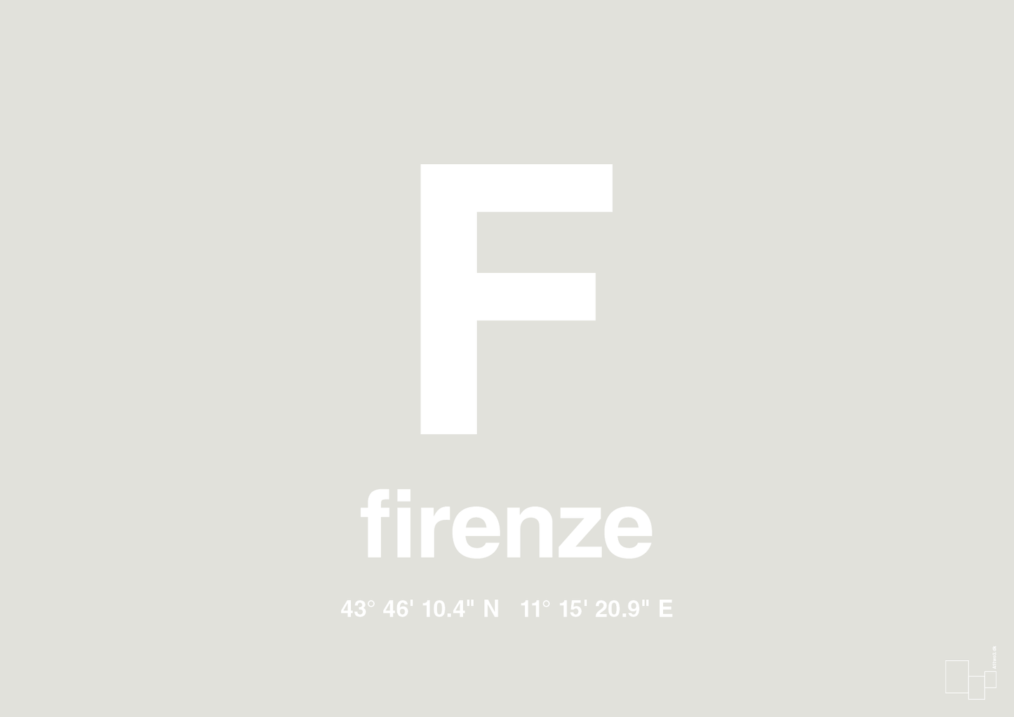 plakat: byplakat firenze med koordinater - painters white-Byer-A1two3
