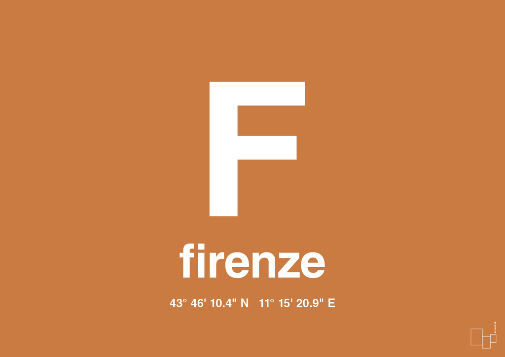 plakat: byplakat firenze med koordinater - rumba orange-Byer-A1two3