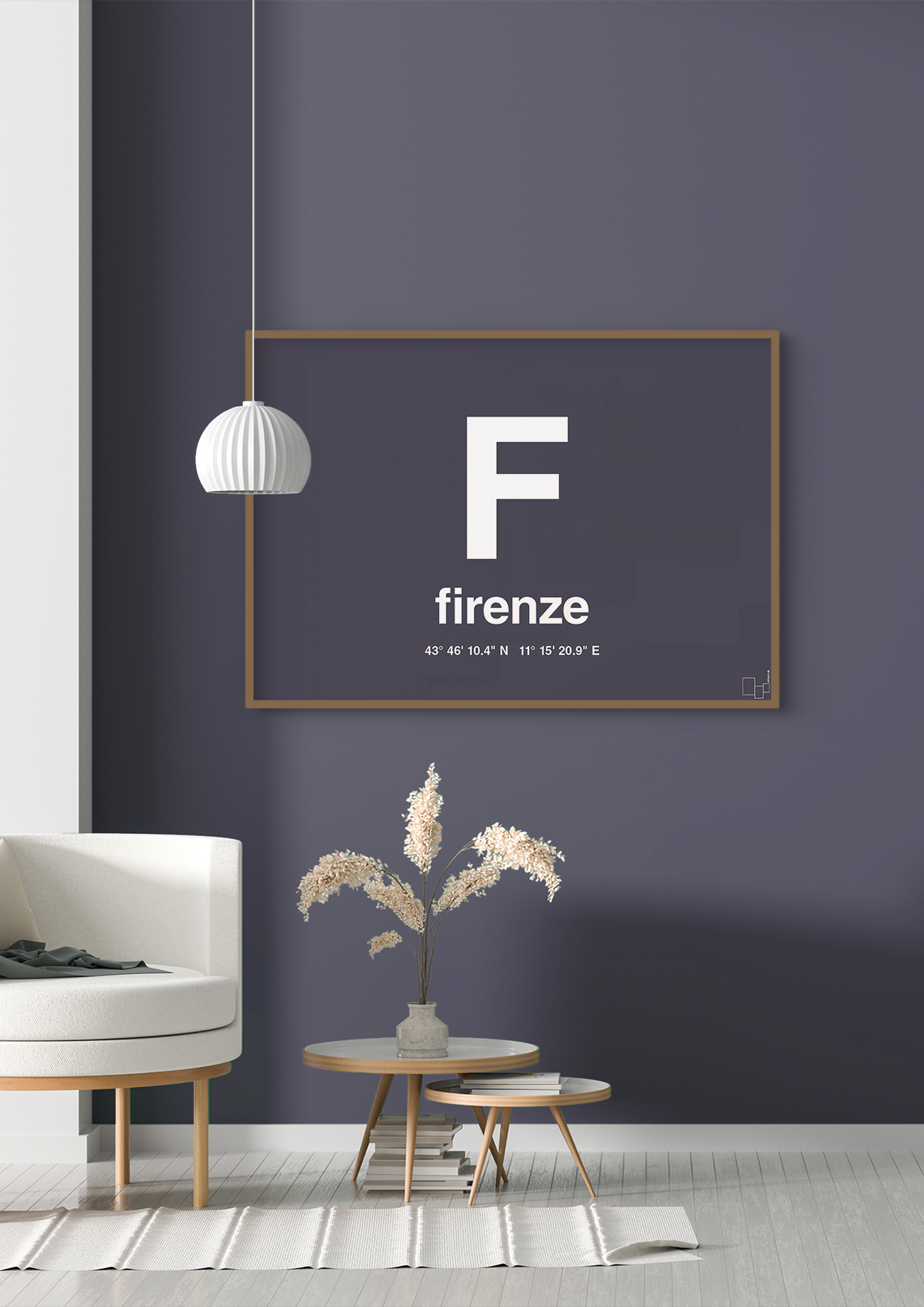 plakat: byplakat firenze med koordinater - graphic charcoal-Byer-A1two3