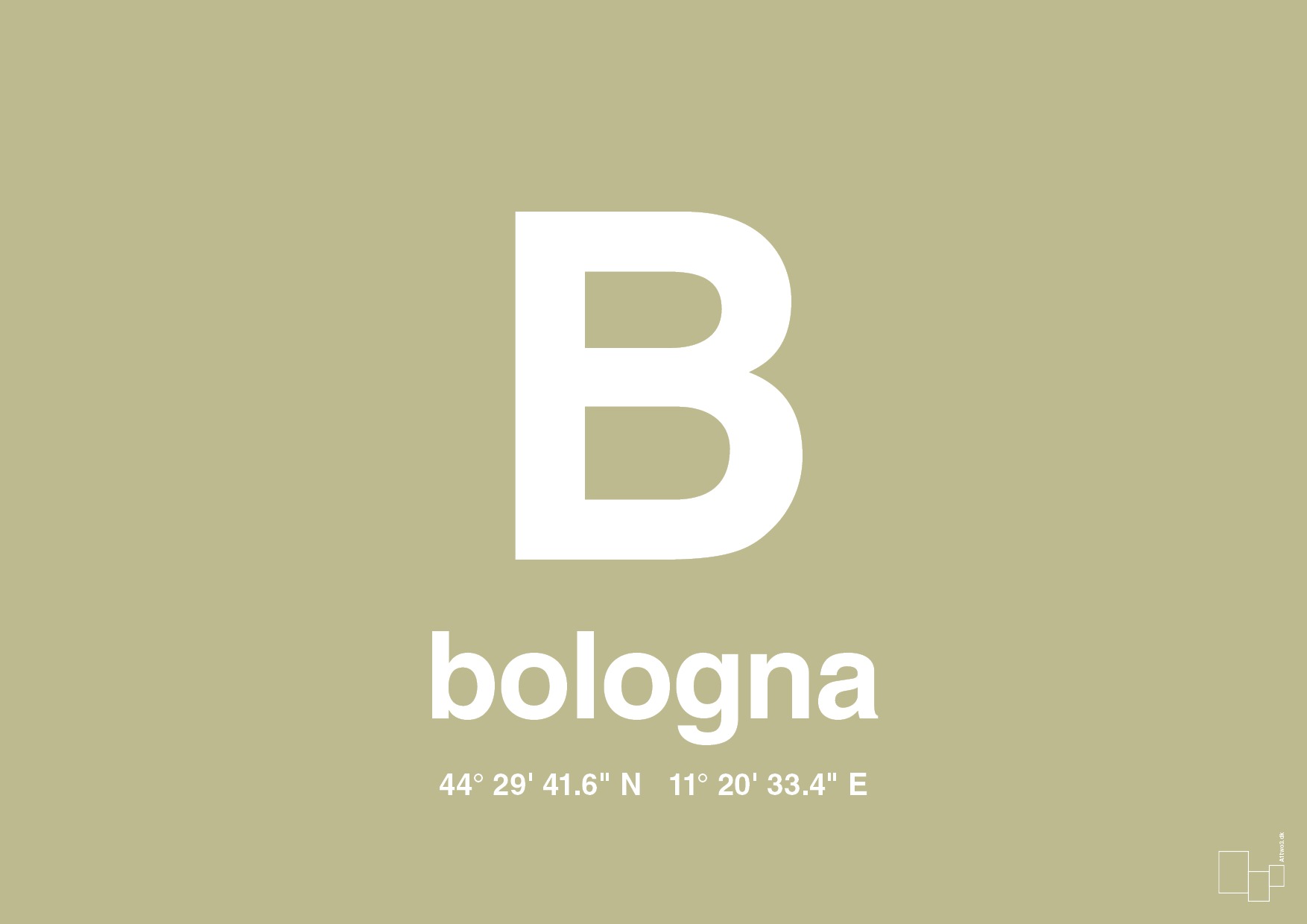 plakat: byplakat bologna med koordinater - back to nature-Byer-A1two3
