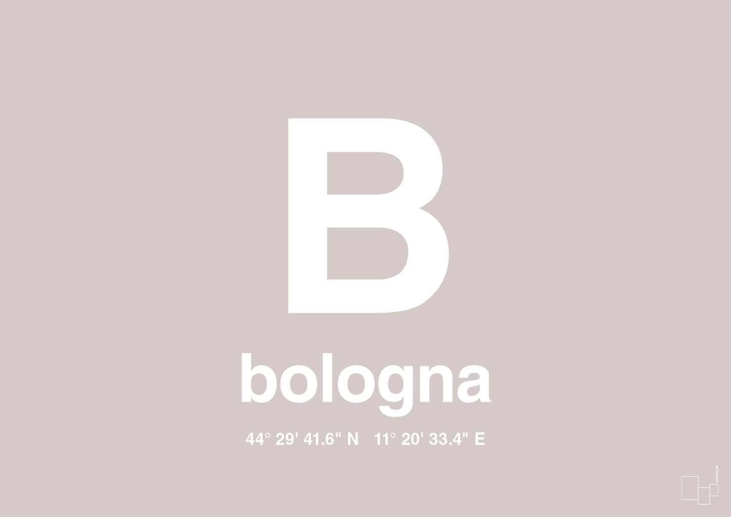 plakat: byplakat bologna med koordinater - broken beige-Byer-A1two3
