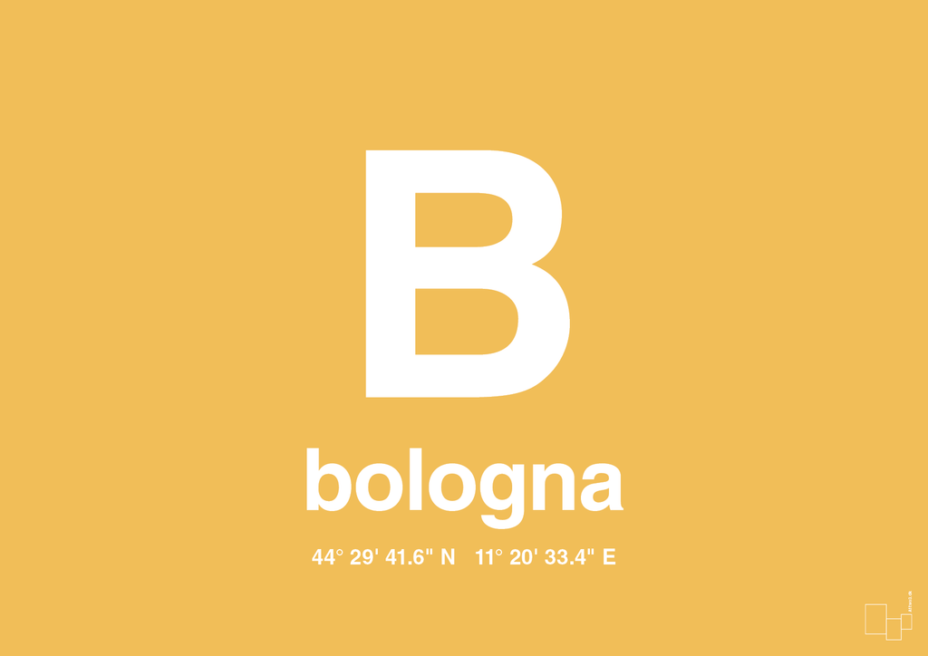 plakat: byplakat bologna med koordinater - honeycomb-Byer-A1two3