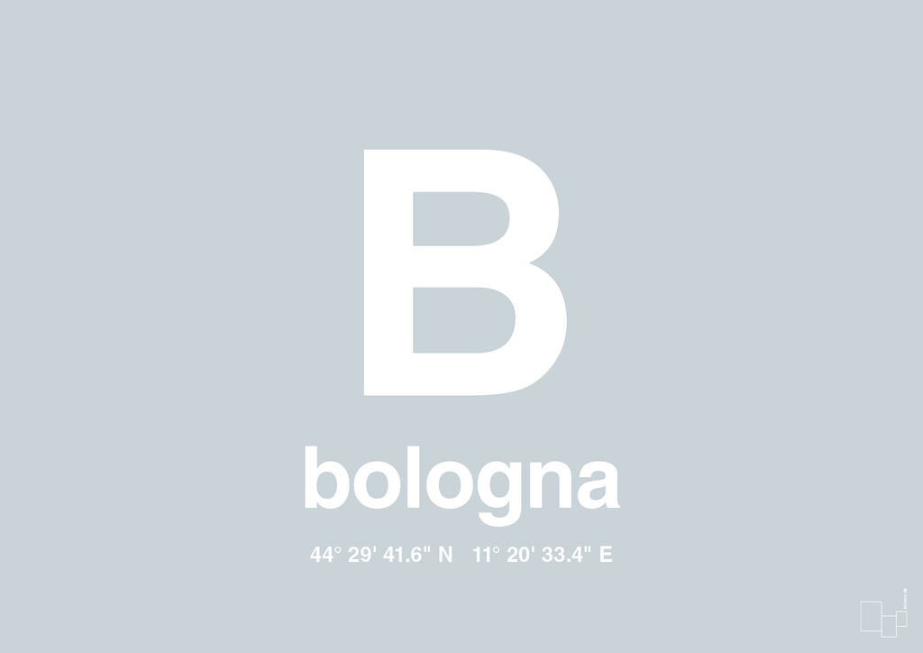 plakat: byplakat bologna med koordinater - light drizzle-Byer-A1two3