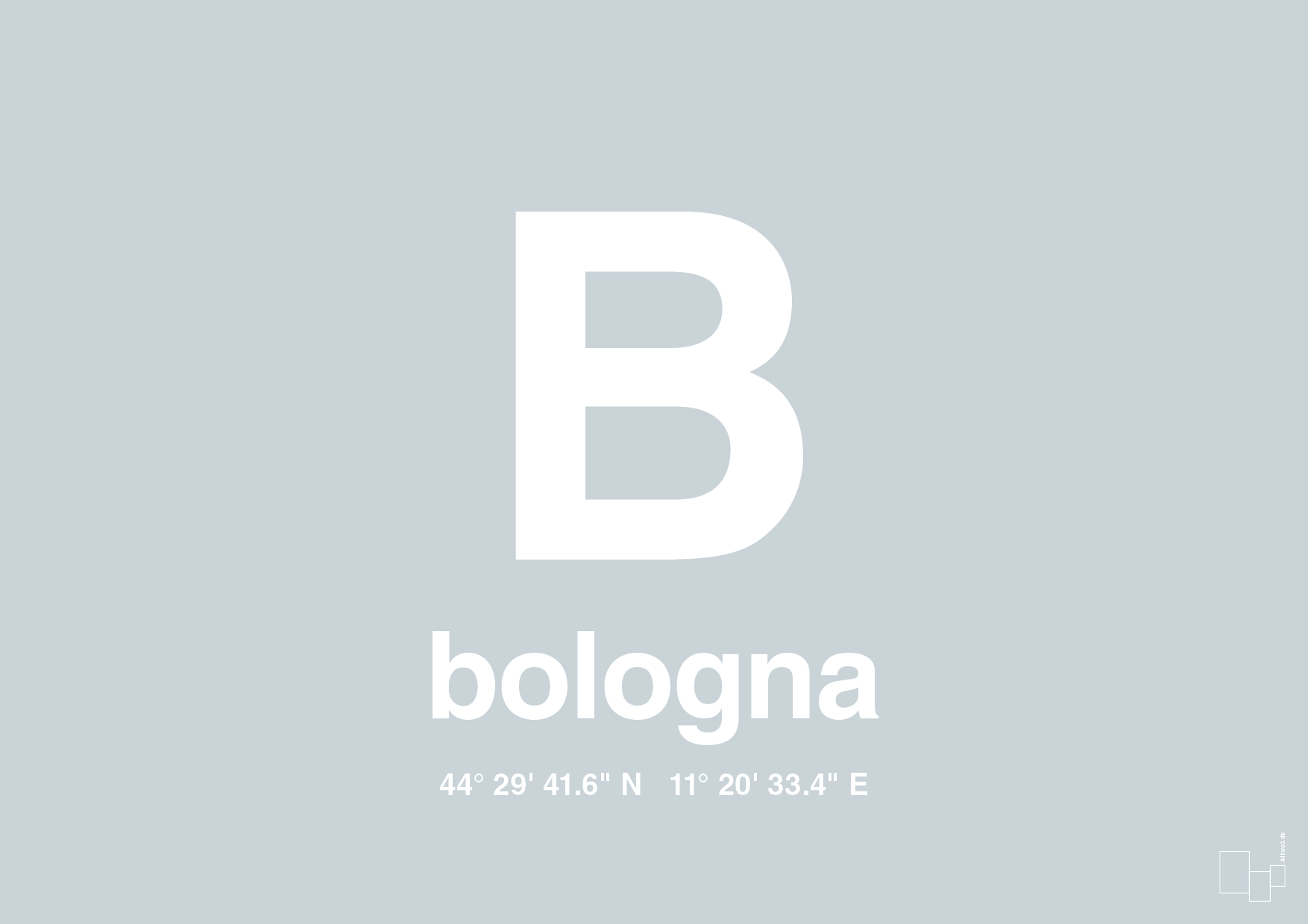 plakat: byplakat bologna med koordinater - light drizzle-Byer-A1two3