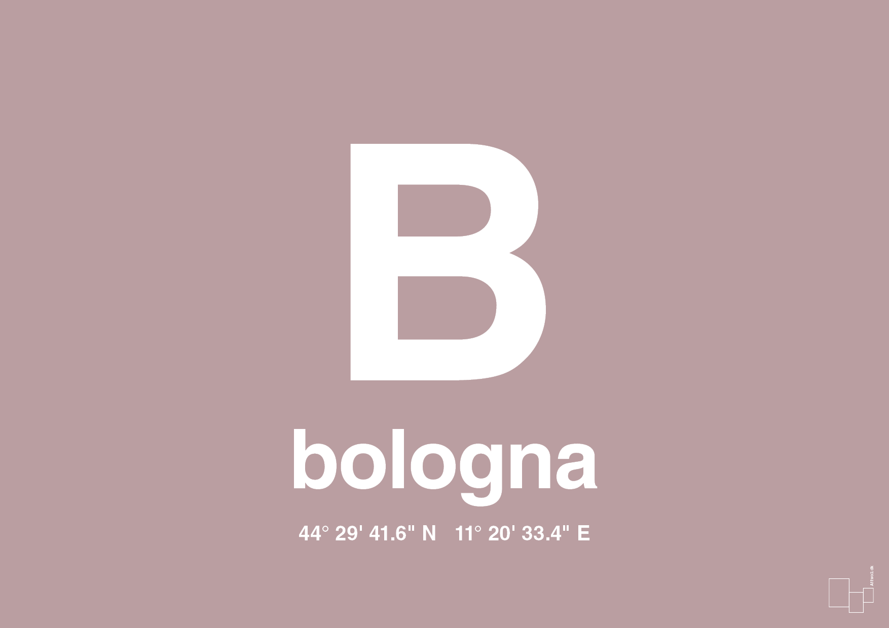 plakat: byplakat bologna med koordinater - light rose-Byer-A1two3