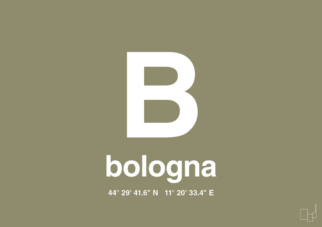 plakat: byplakat bologna med koordinater - misty forrest-Byer-A1two3