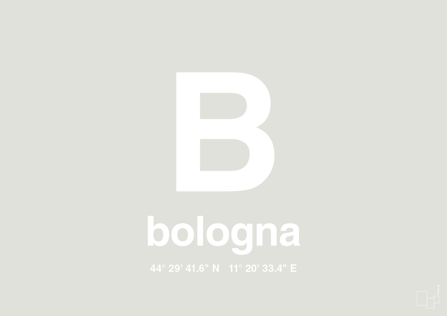 plakat: byplakat bologna med koordinater - painters white-Byer-A1two3