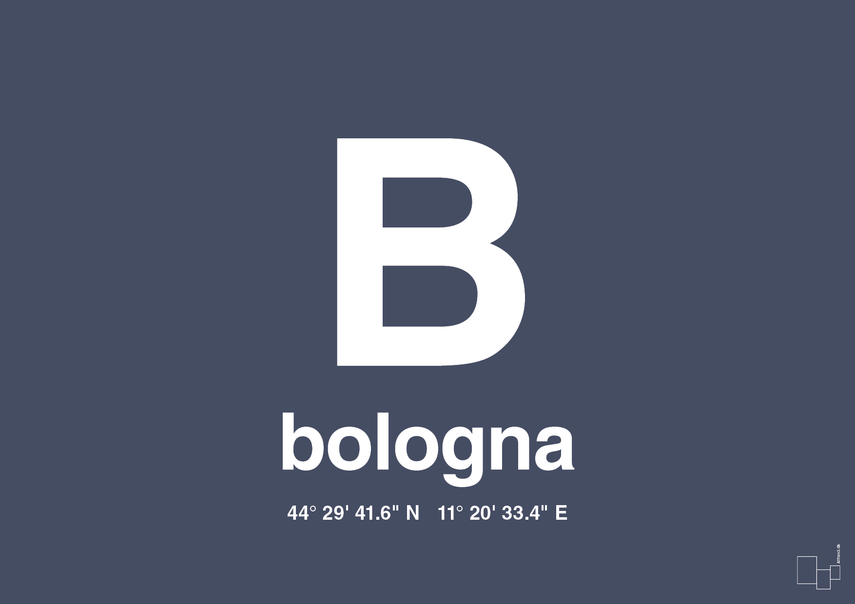 Byplakat bologna med koordinater - petrol-Byer-A1two3