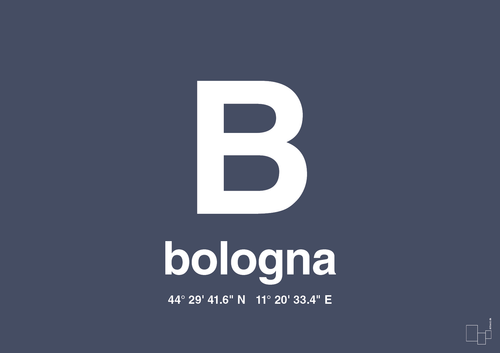 Byplakat bologna med koordinater - petrol-Byer-A1two3