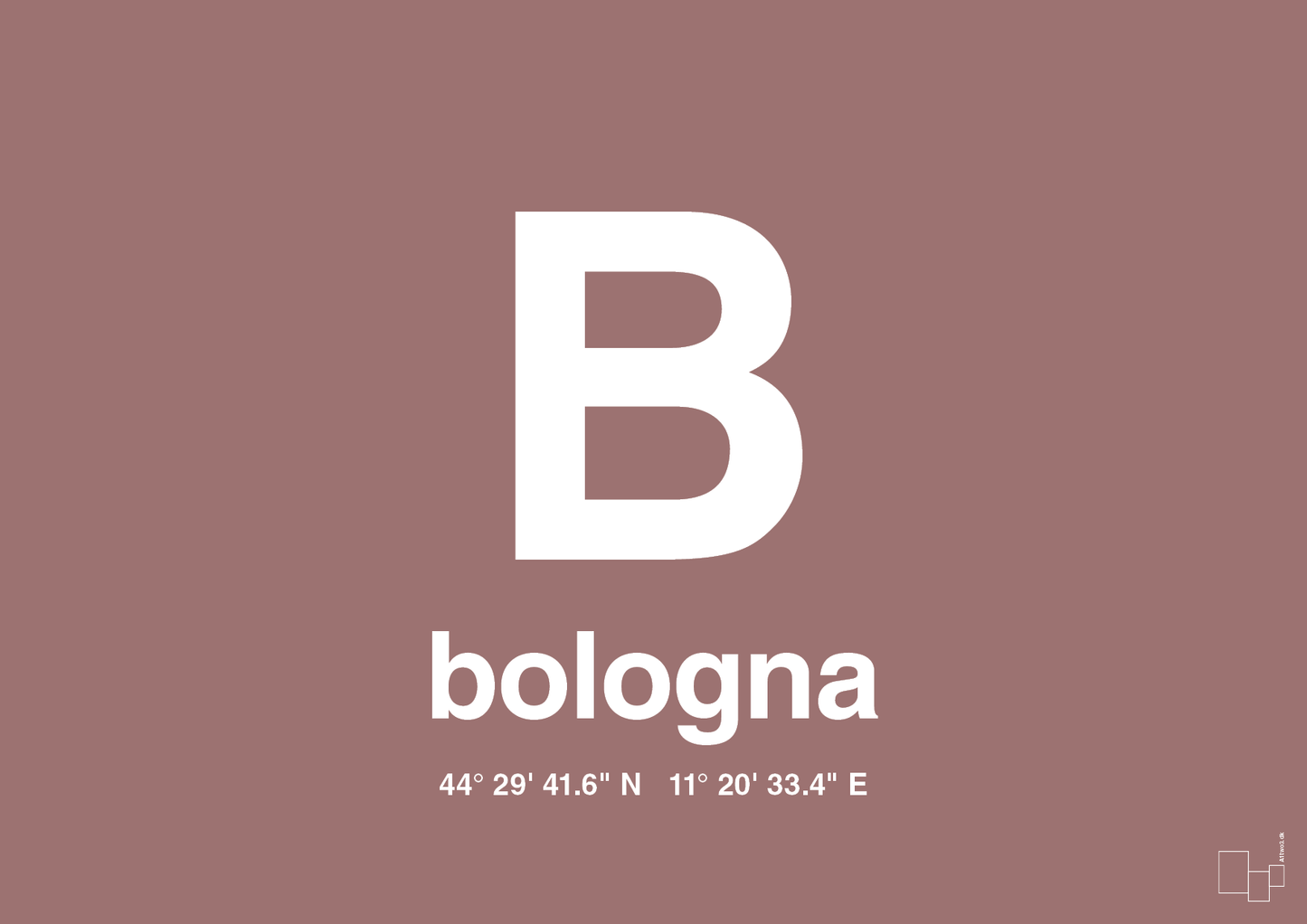 plakat: byplakat bologna med koordinater - plum-Byer-A1two3