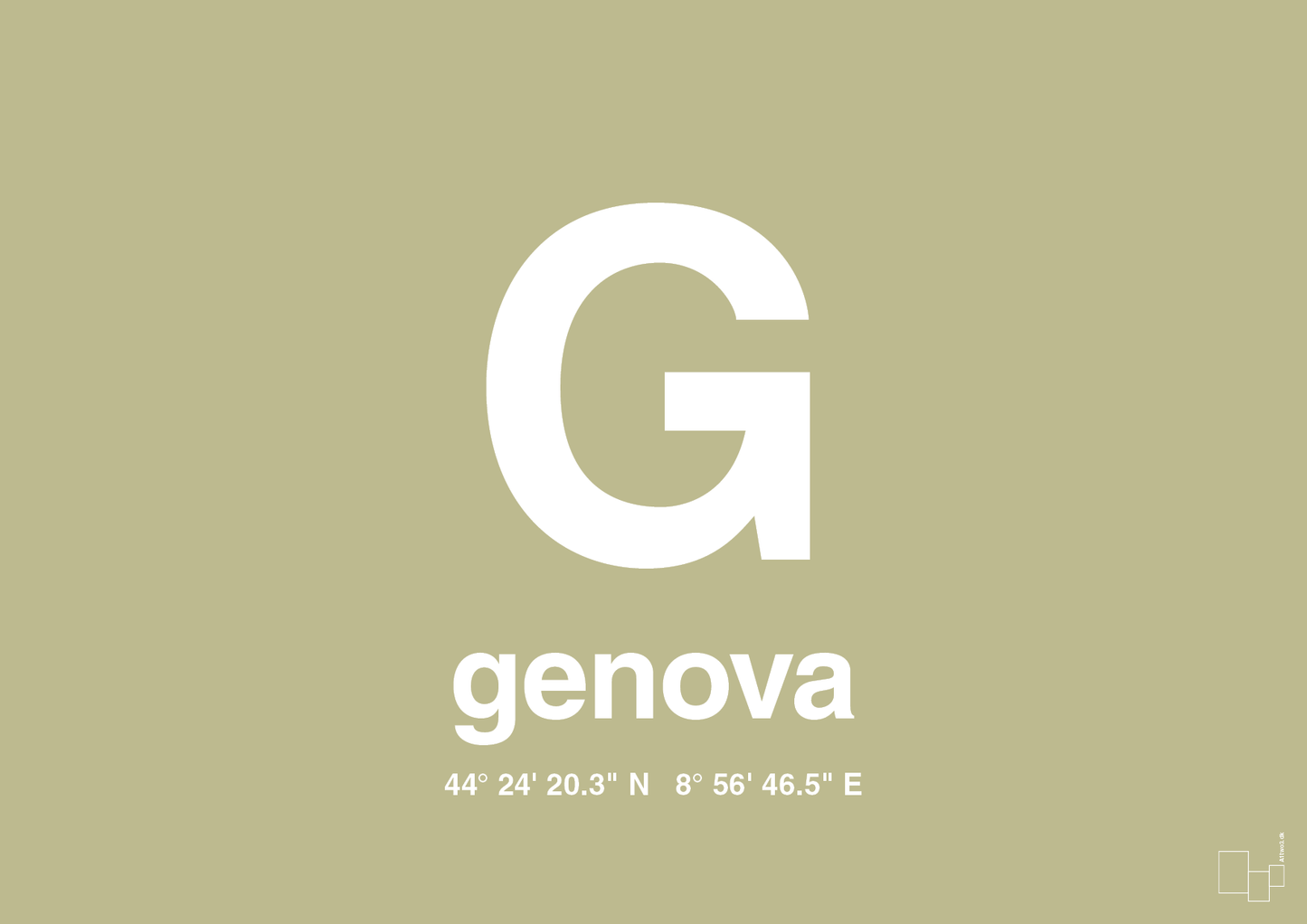 plakat: byplakat genova med koordinater - back to nature-Byer-A1two3