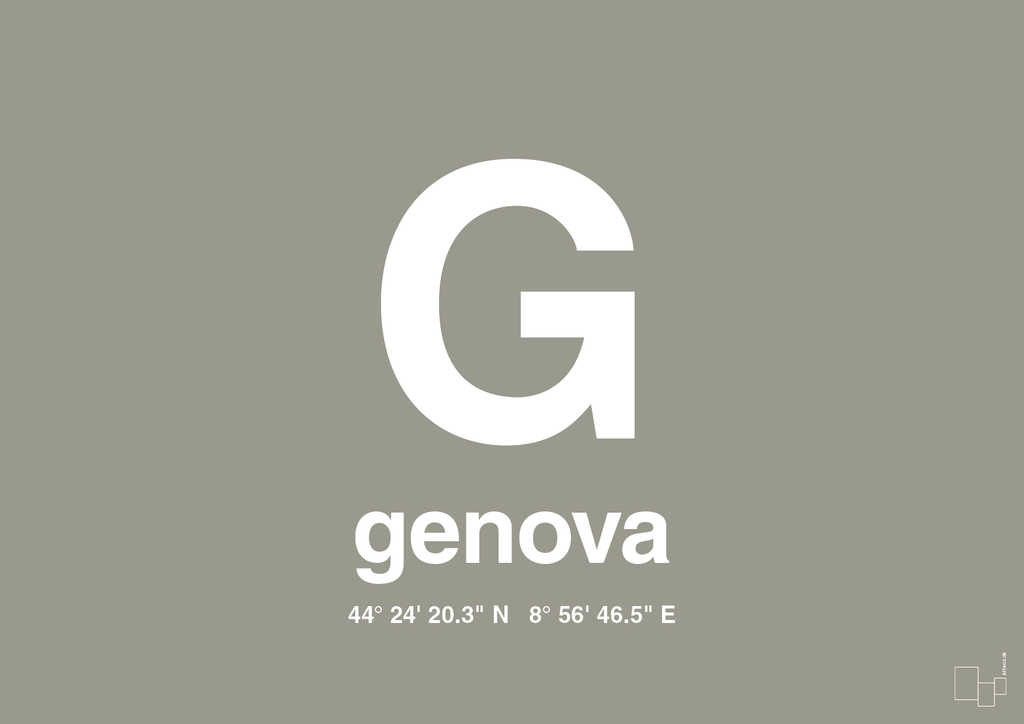 plakat: byplakat genova med koordinater - battleship gray-Byer-A1two3