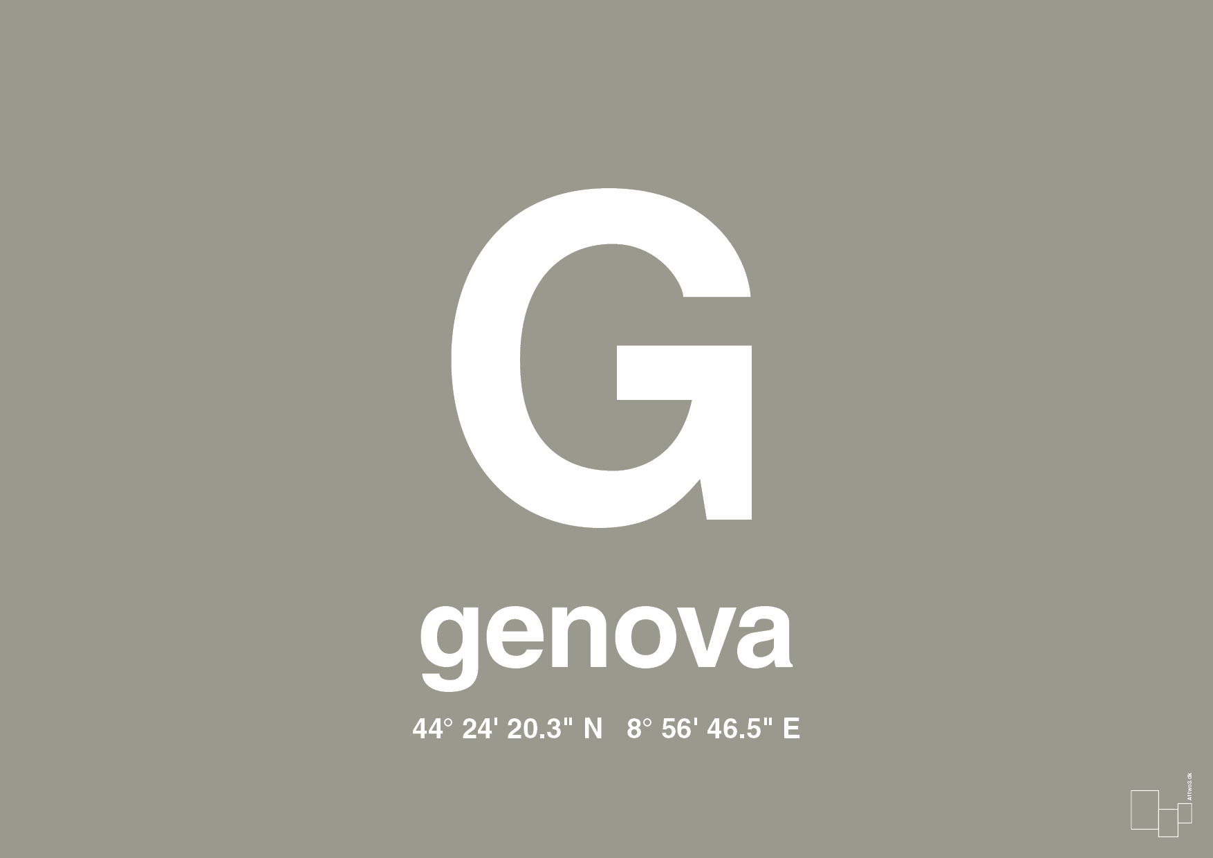 plakat: byplakat genova med koordinater - battleship gray-Byer-A1two3