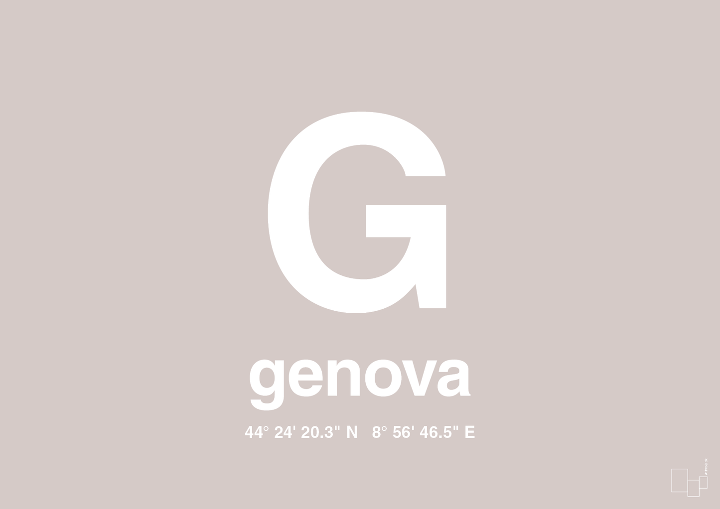 plakat: byplakat genova med koordinater - broken beige-Byer-A1two3