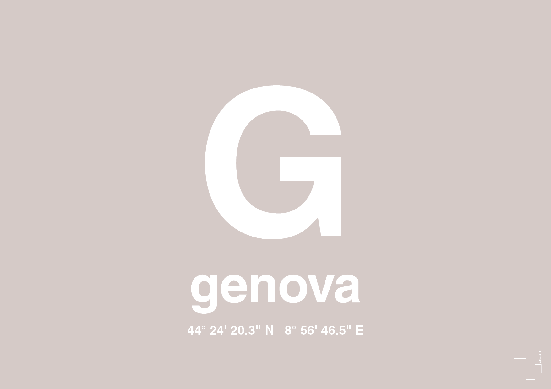 plakat: byplakat genova med koordinater - broken beige-Byer-A1two3