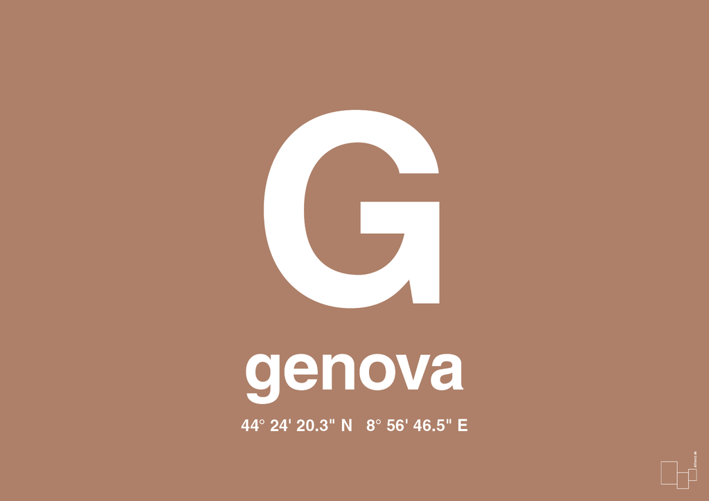 plakat: byplakat genova med koordinater - cider spice-Byer-A1two3