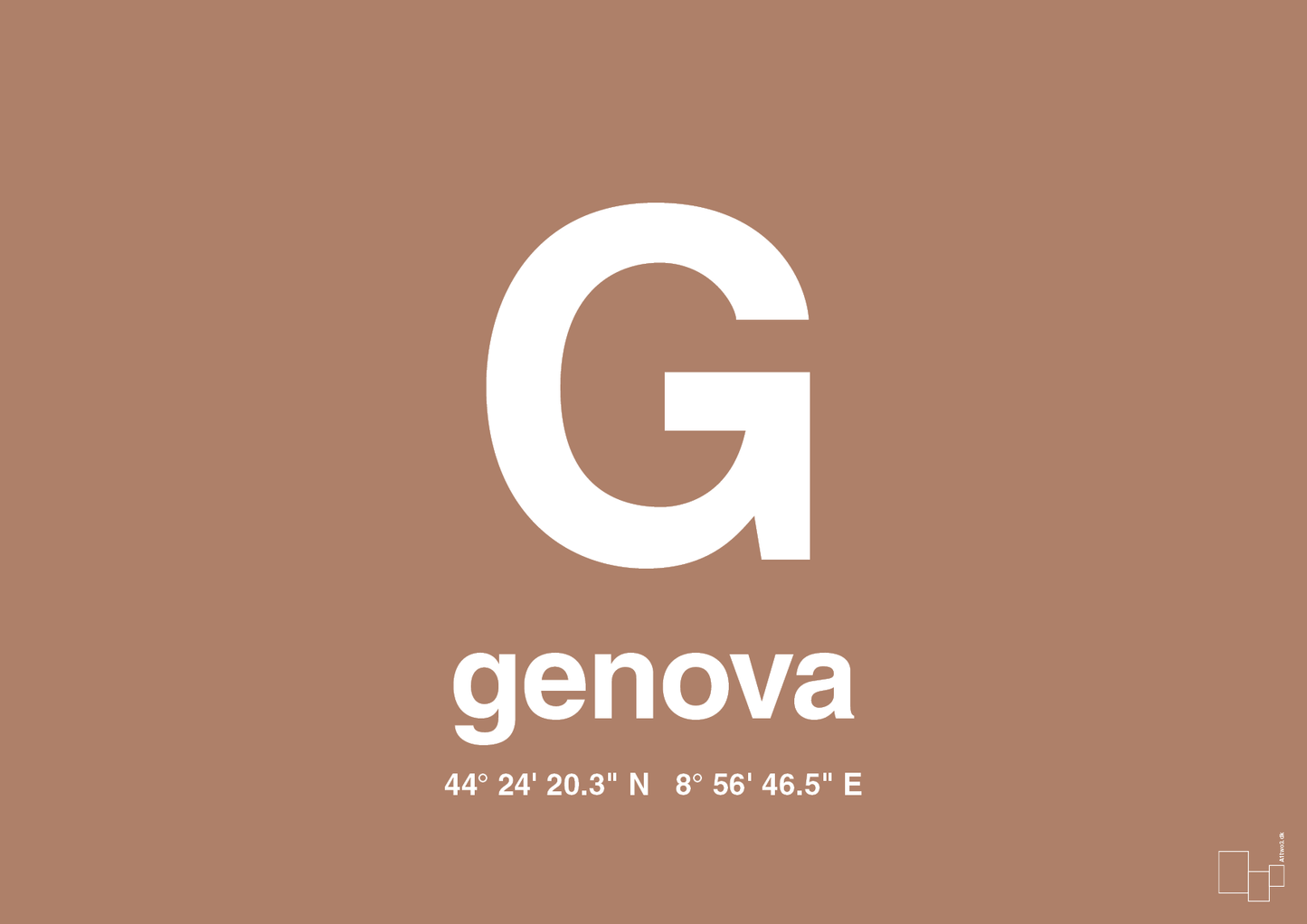 plakat: byplakat genova med koordinater - cider spice-Byer-A1two3