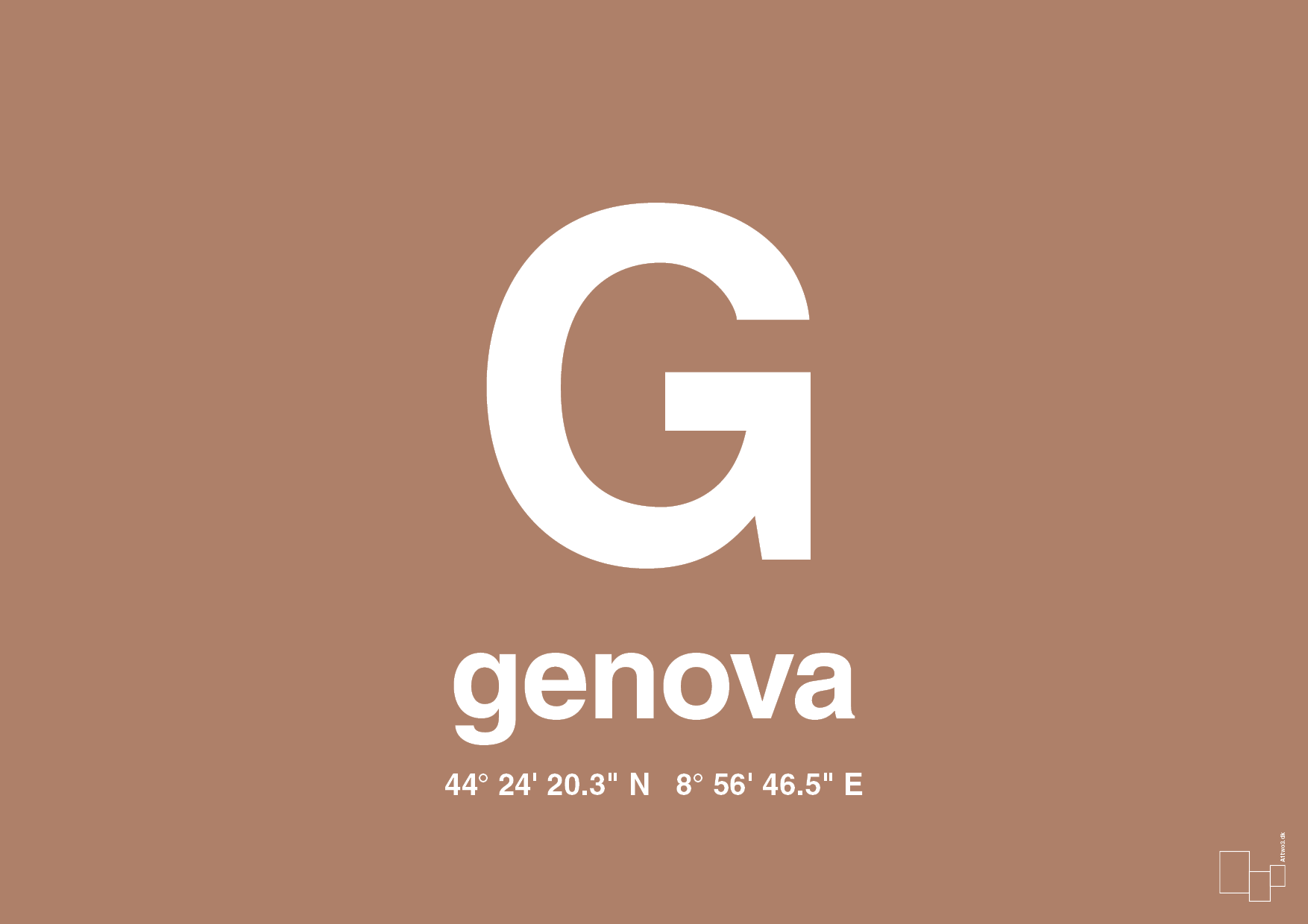 plakat: byplakat genova med koordinater - cider spice-Byer-A1two3