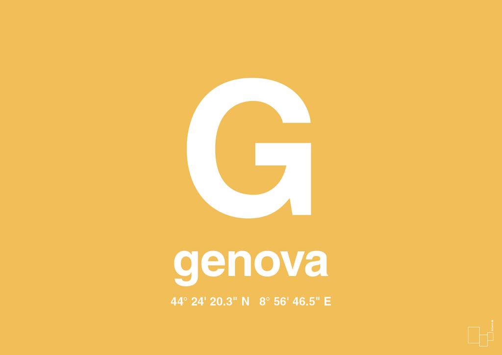 plakat: byplakat genova med koordinater - honeycomb-Byer-A1two3