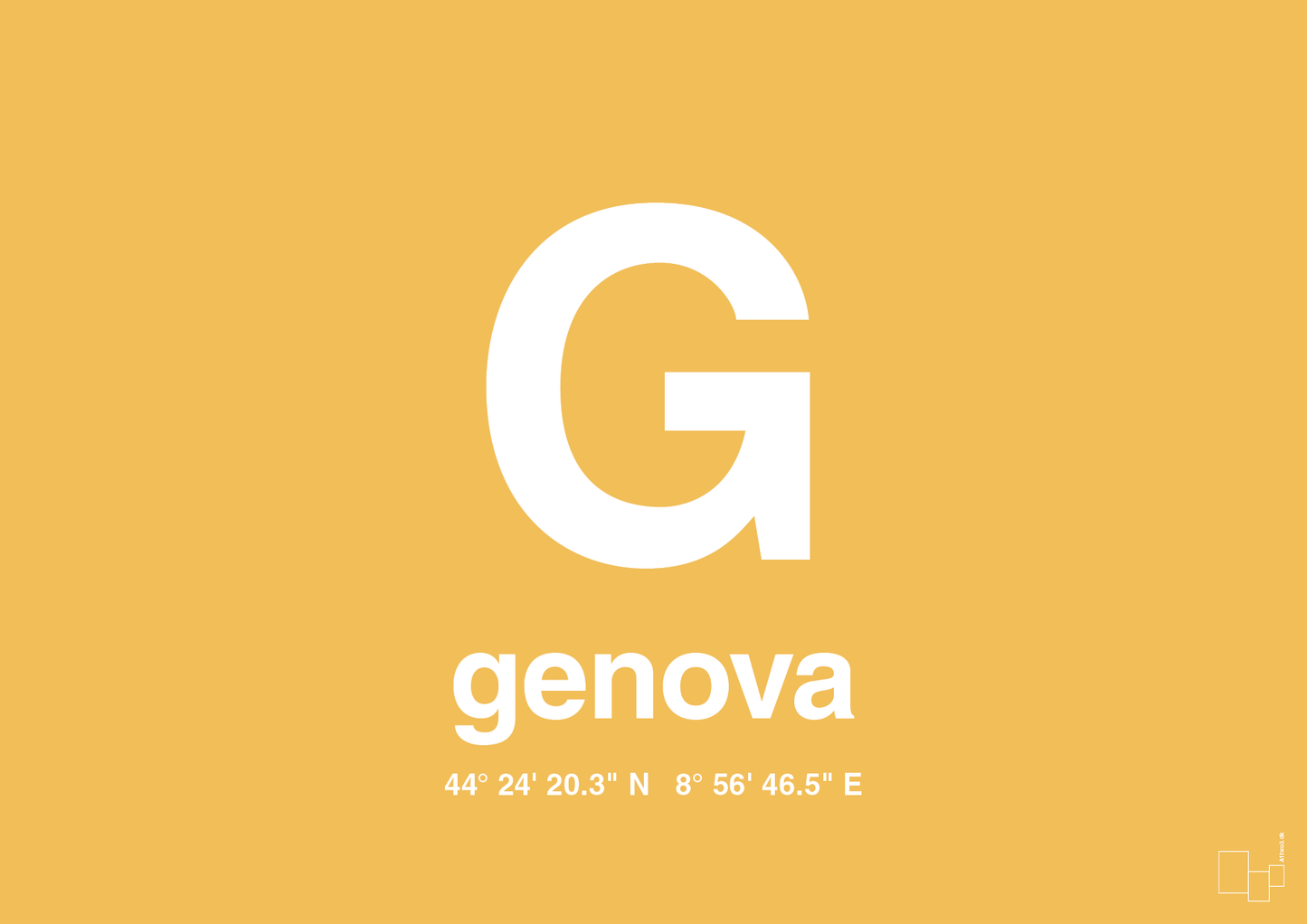 plakat: byplakat genova med koordinater - honeycomb-Byer-A1two3