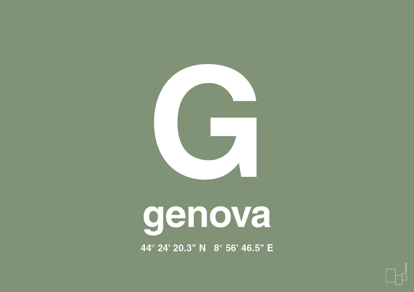 plakat: byplakat genova med koordinater - jade-Byer-A1two3
