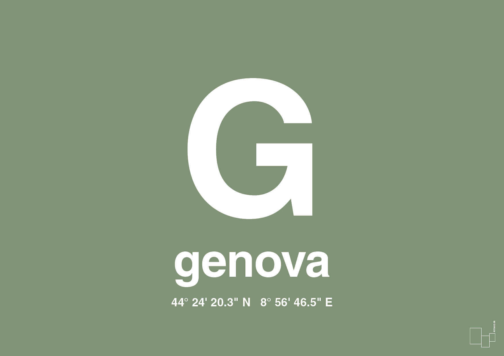 plakat: byplakat genova med koordinater - jade-Byer-A1two3