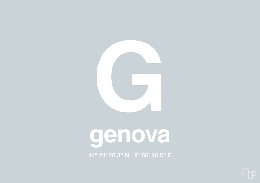 plakat: byplakat genova med koordinater - light drizzle-Byer-A1two3