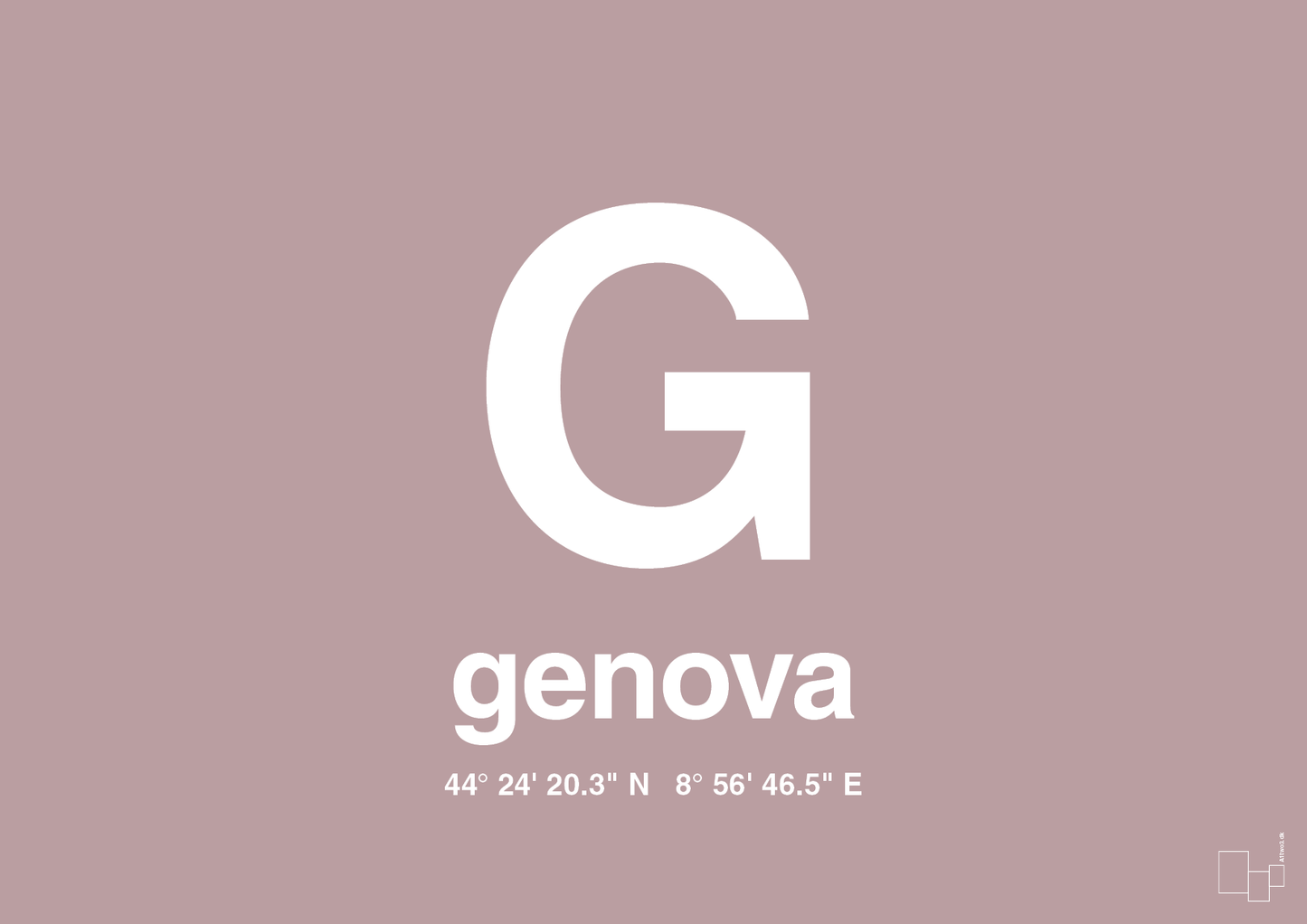 plakat: byplakat genova med koordinater - light rose-Byer-A1two3