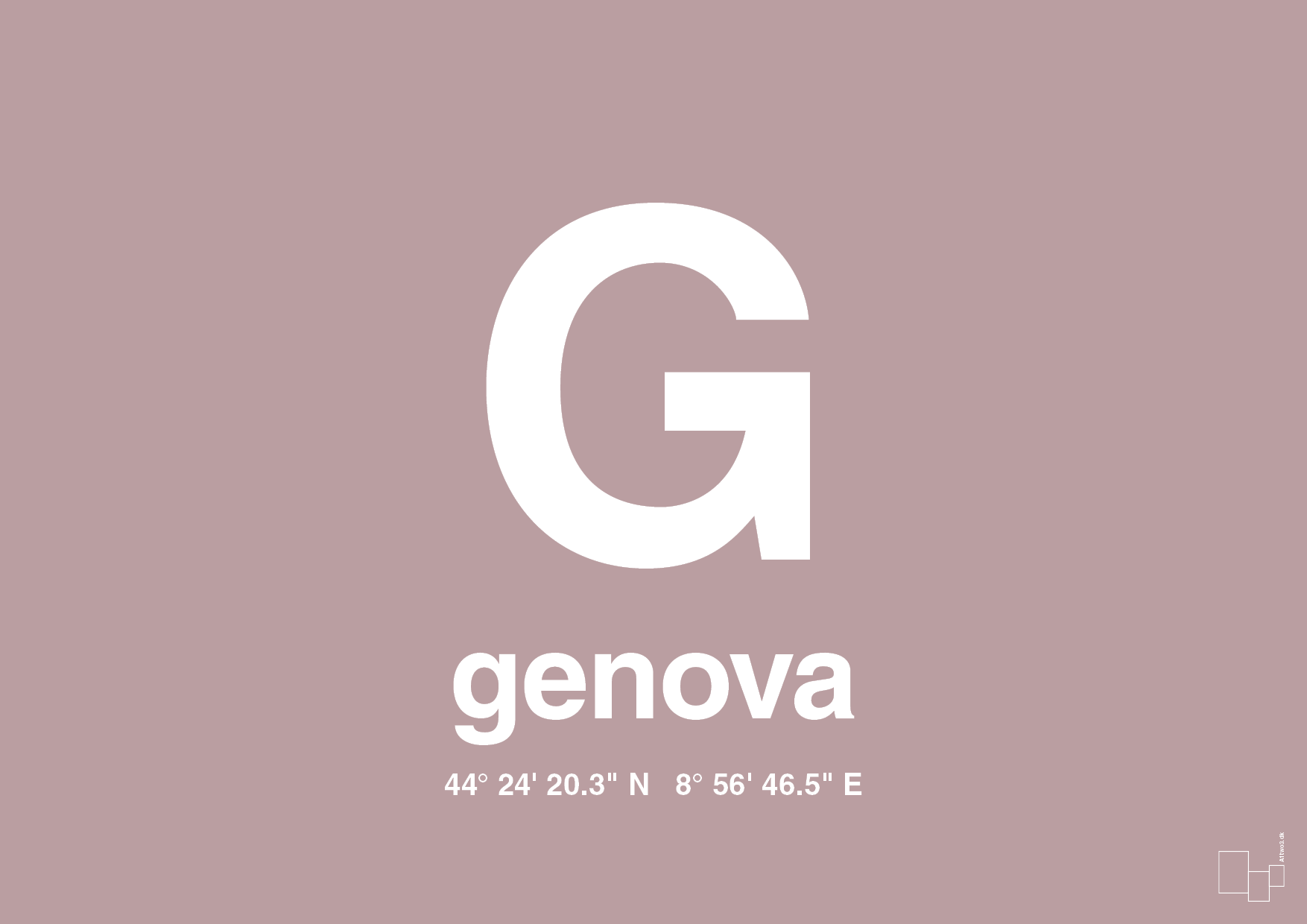 plakat: byplakat genova med koordinater - light rose-Byer-A1two3