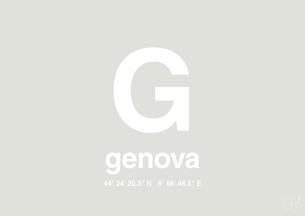 plakat: byplakat genova med koordinater - painters white-Byer-A1two3