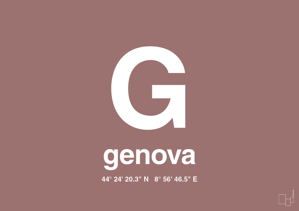 plakat: byplakat genova med koordinater - plum-Byer-A1two3