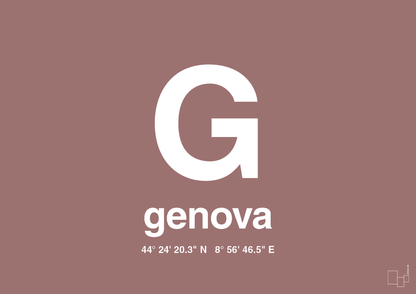 plakat: byplakat genova med koordinater - plum-Byer-A1two3