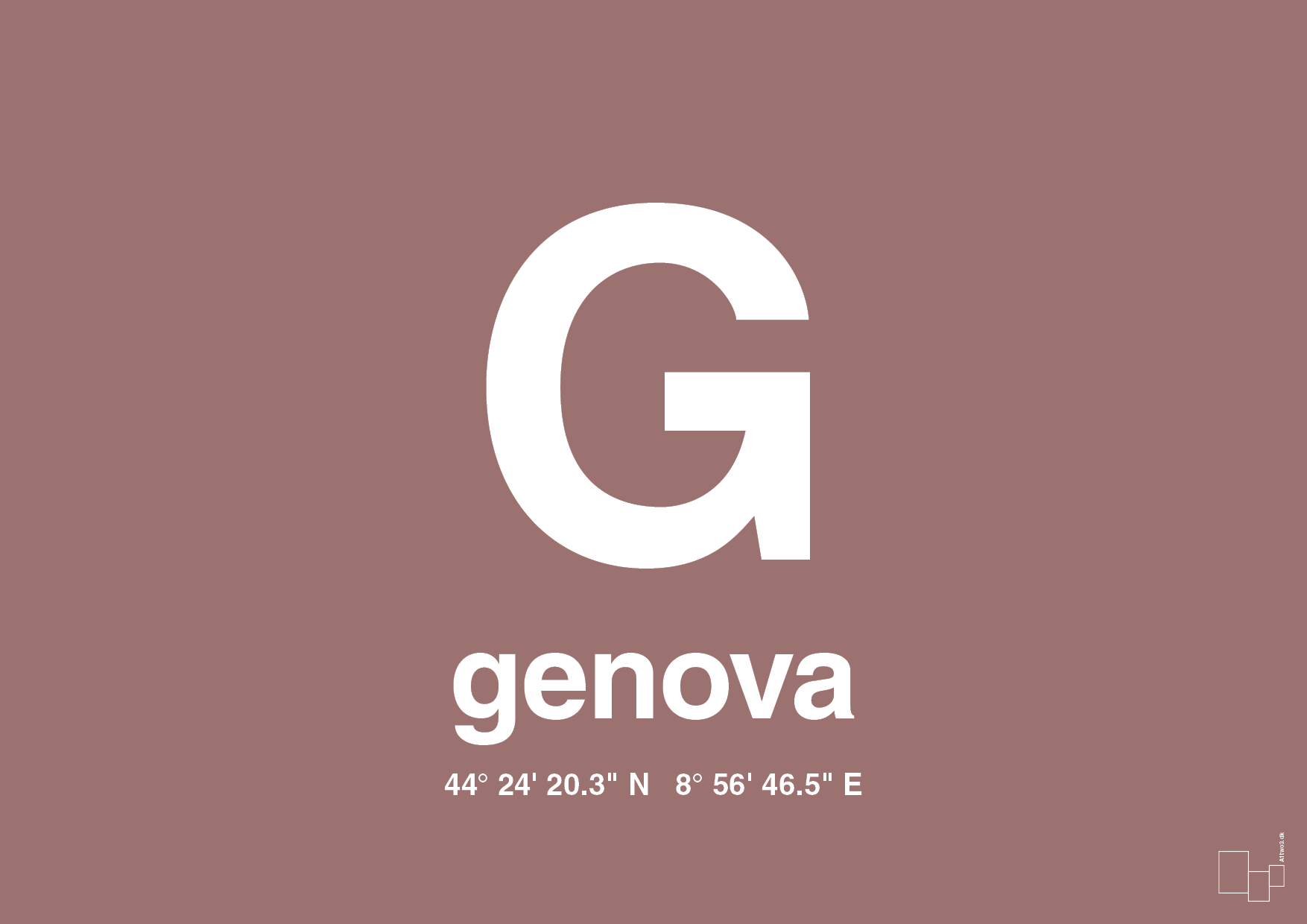 plakat: byplakat genova med koordinater - plum-Byer-A1two3
