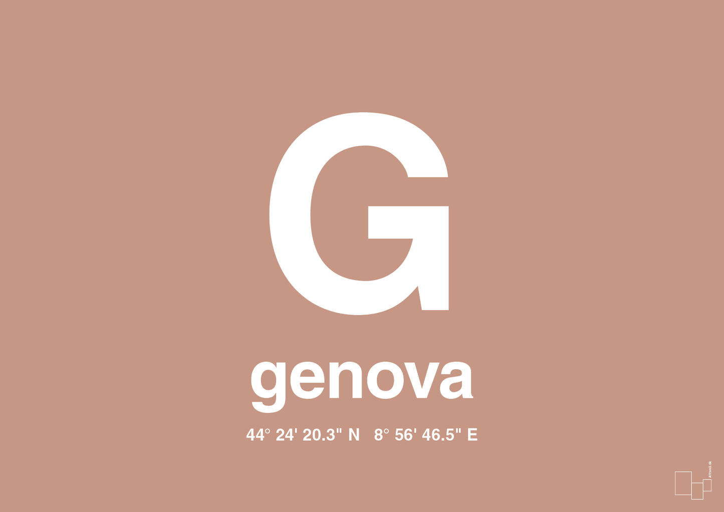 plakat: byplakat genova med koordinater - powder-Byer-A1two3