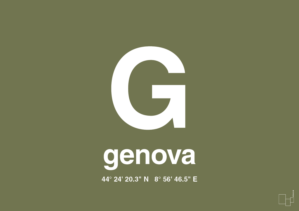 plakat: byplakat genova med koordinater - secret meadow-Byer-A1two3