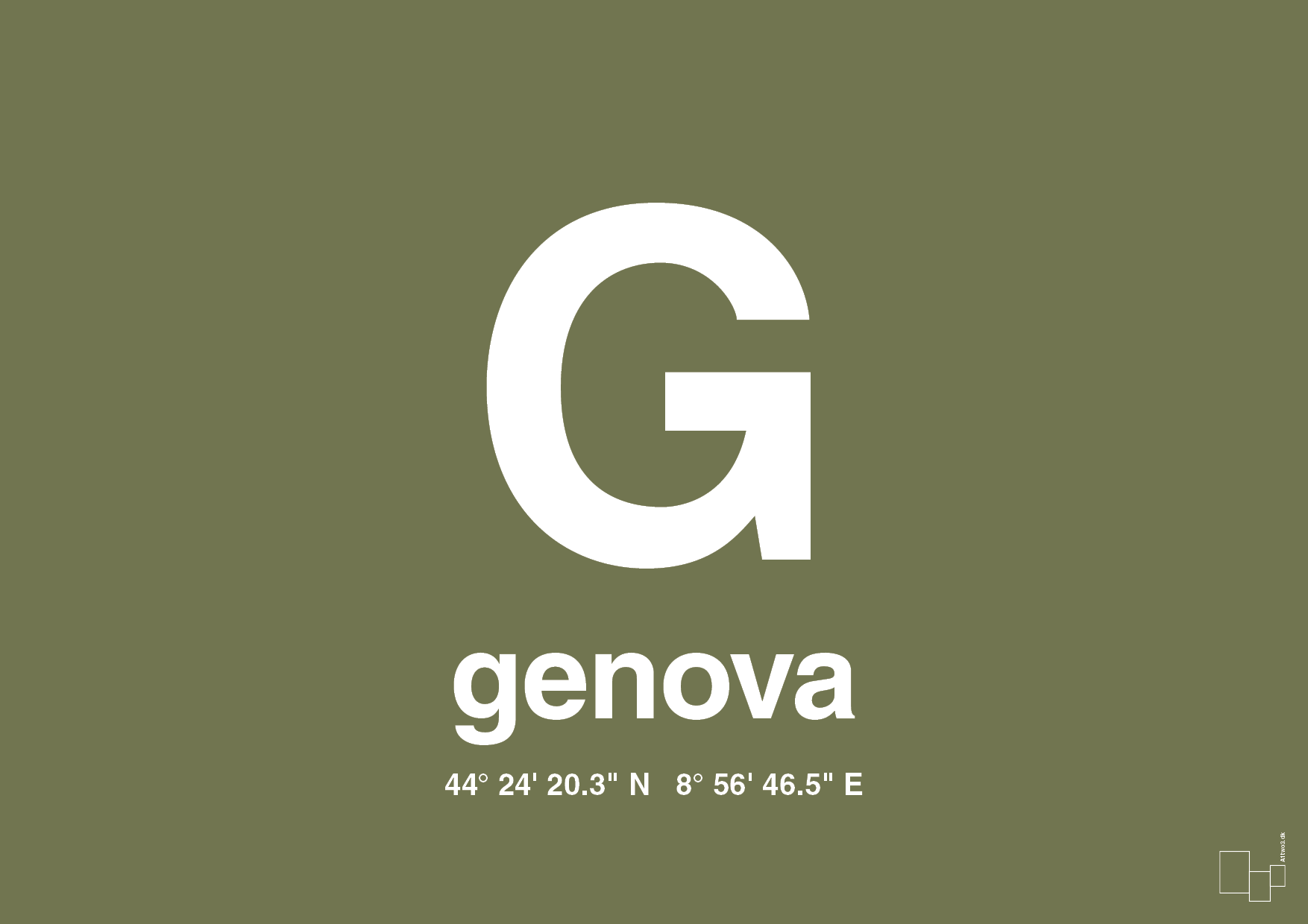 plakat: byplakat genova med koordinater - secret meadow-Byer-A1two3