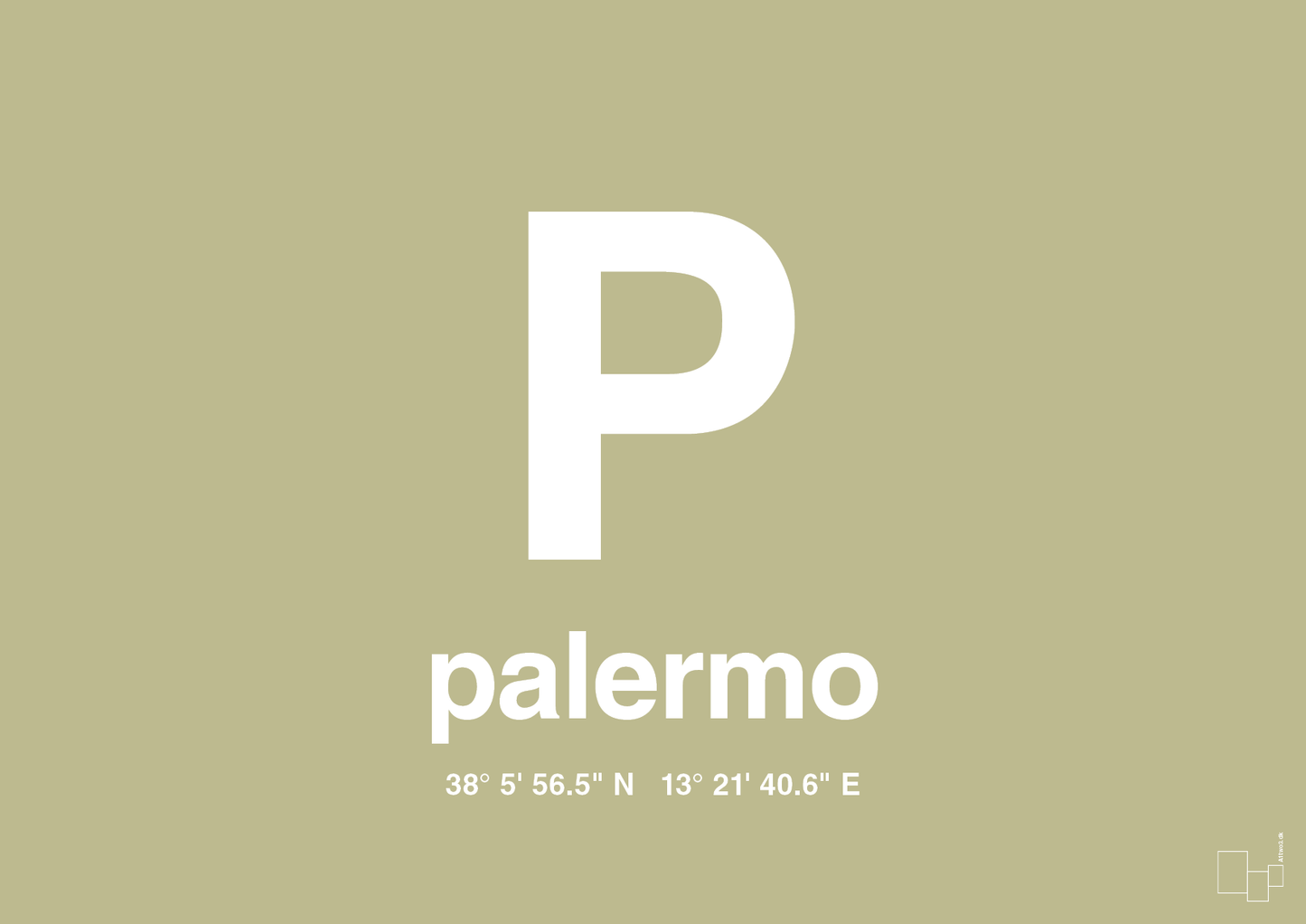plakat: byplakat palermo med koordinater - back to nature-Byer-A1two3