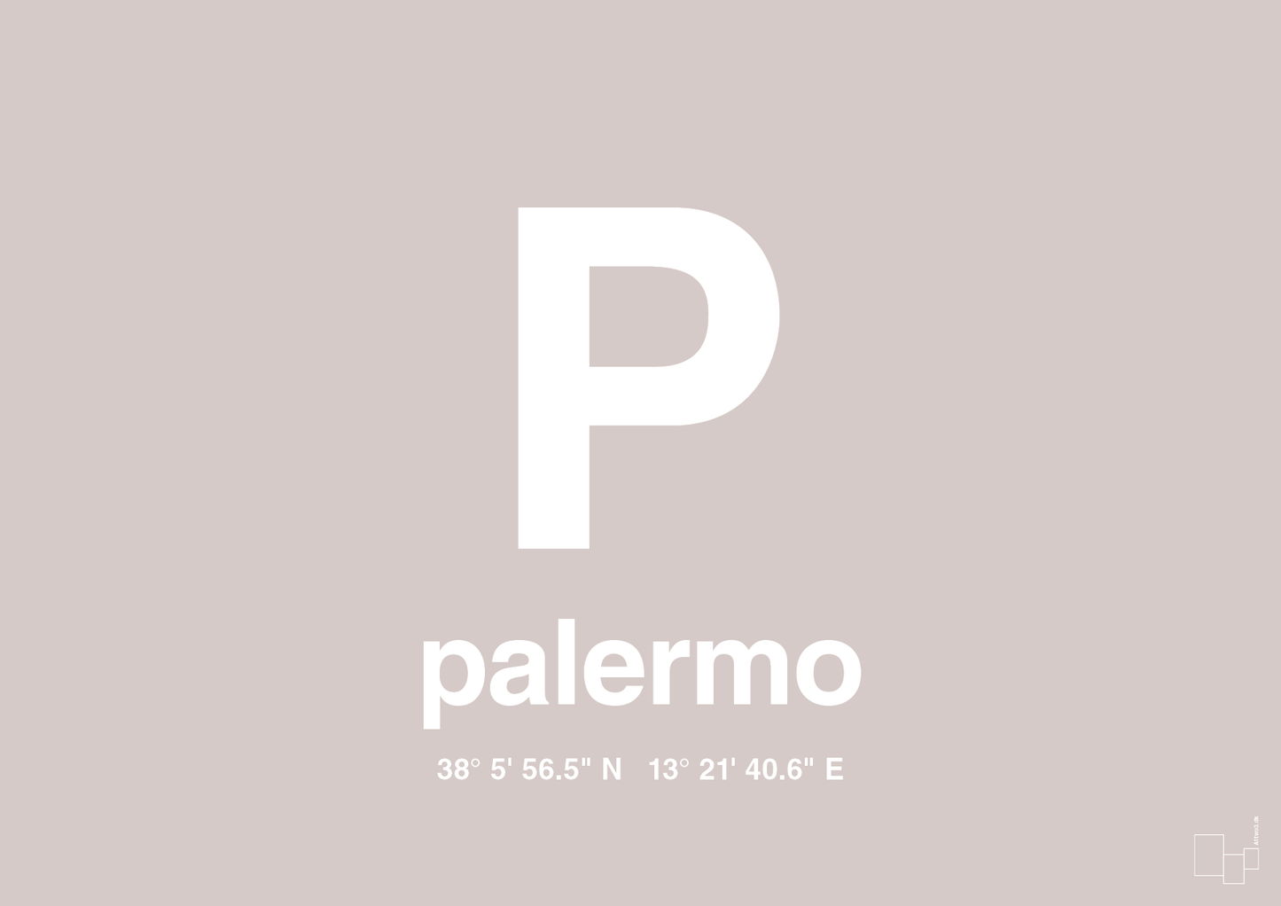 plakat: byplakat palermo med koordinater - broken beige-Byer-A1two3