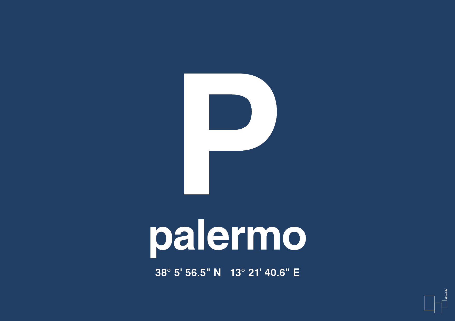 plakat: byplakat palermo med koordinater - lapis blue-Byer-A1two3