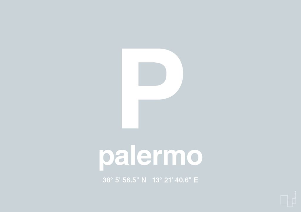 plakat: byplakat palermo med koordinater - light drizzle-Byer-A1two3