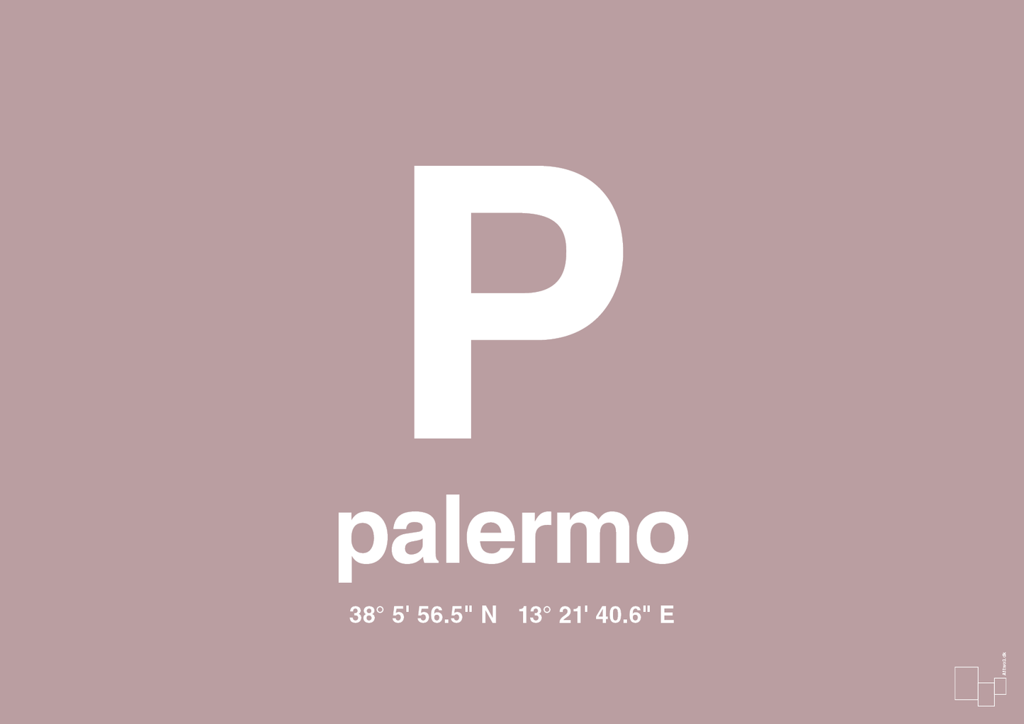 plakat: byplakat palermo med koordinater - light rose-Byer-A1two3