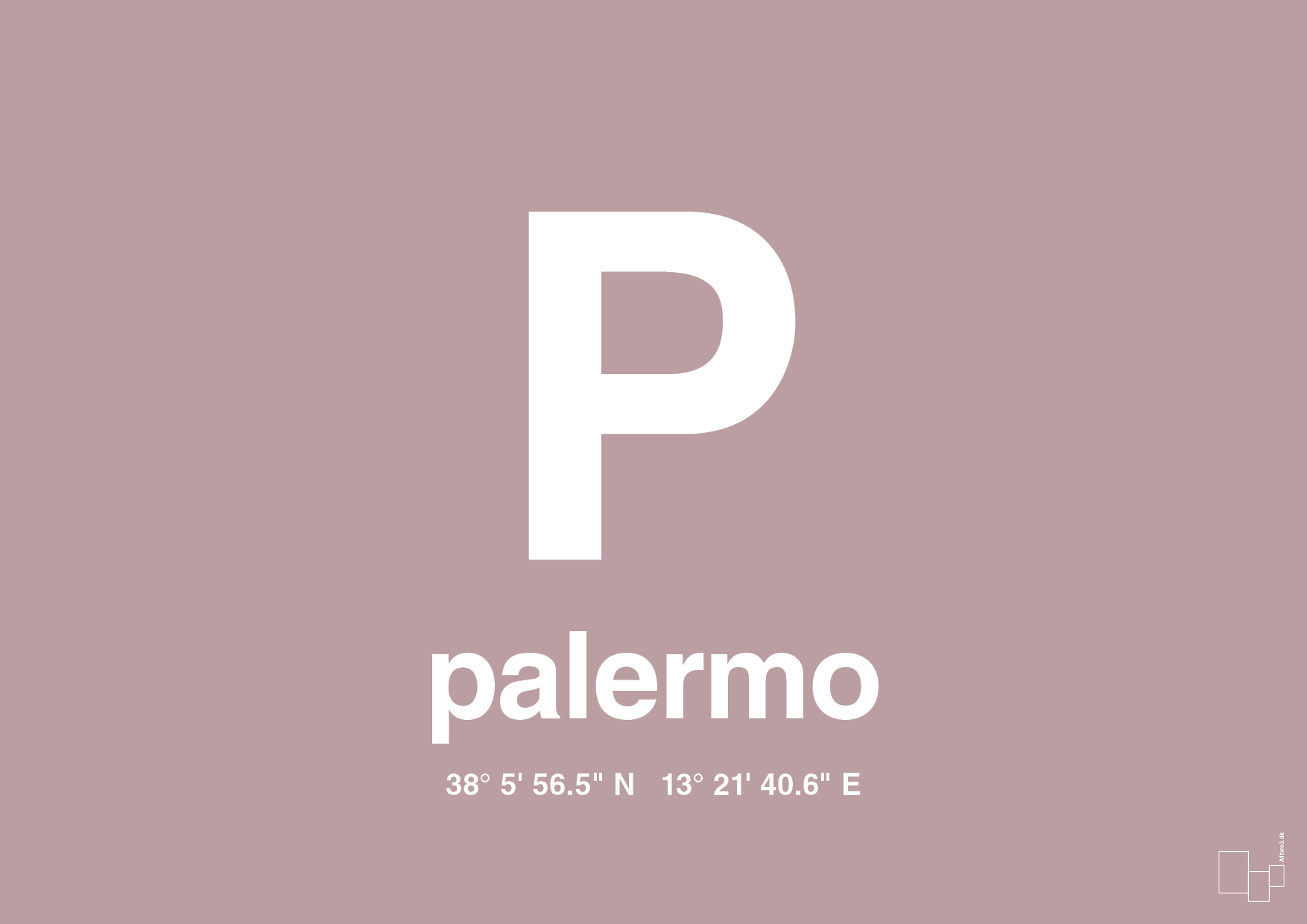 plakat: byplakat palermo med koordinater - light rose-Byer-A1two3