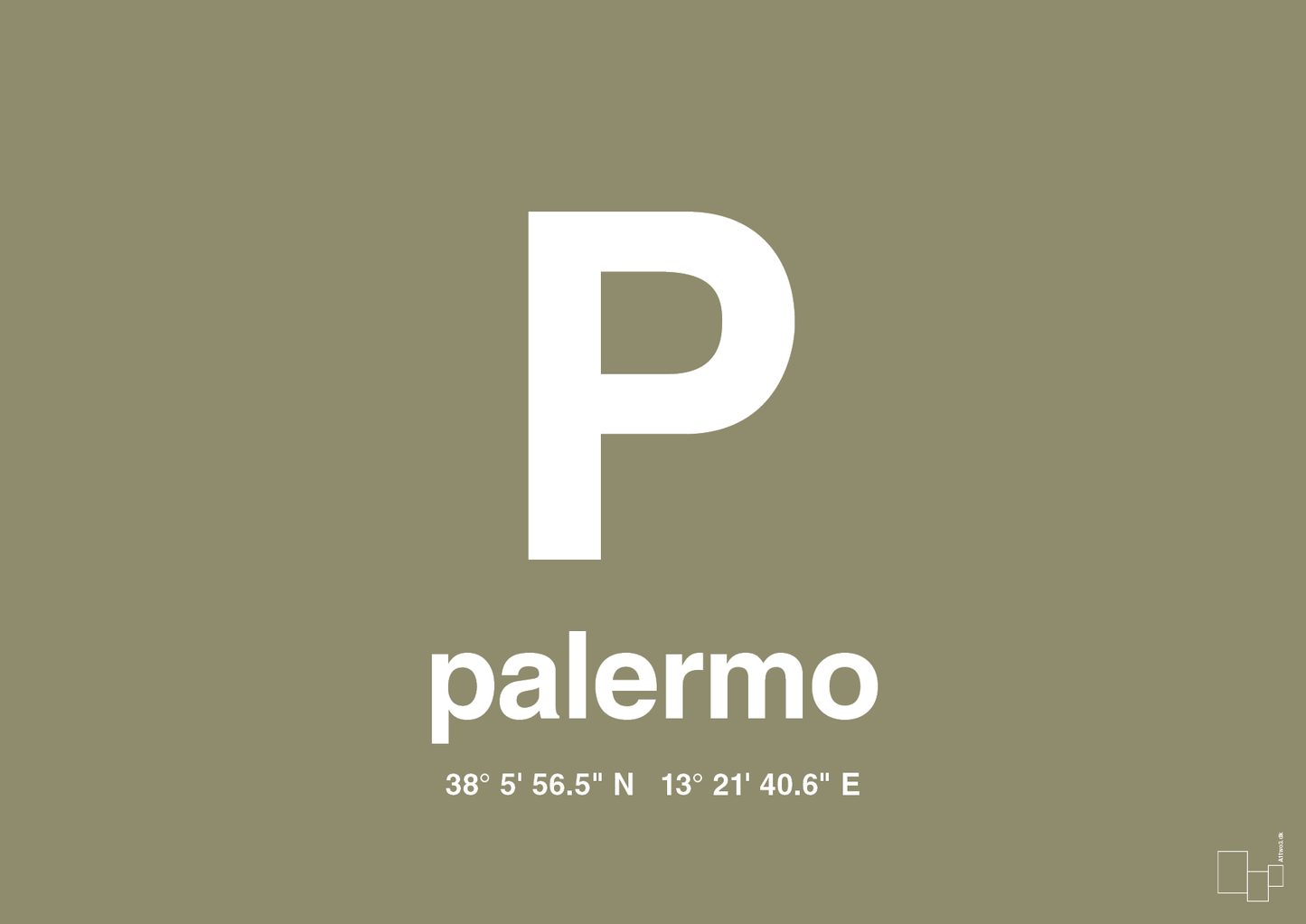 plakat: byplakat palermo med koordinater - misty forrest-Byer-A1two3