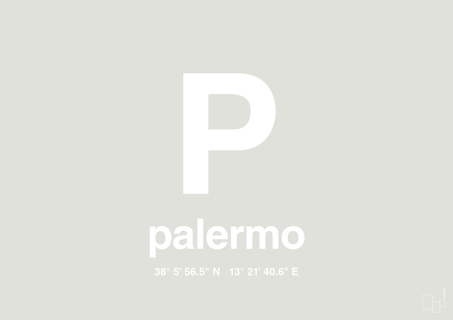 plakat: byplakat palermo med koordinater - painters white-Byer-A1two3