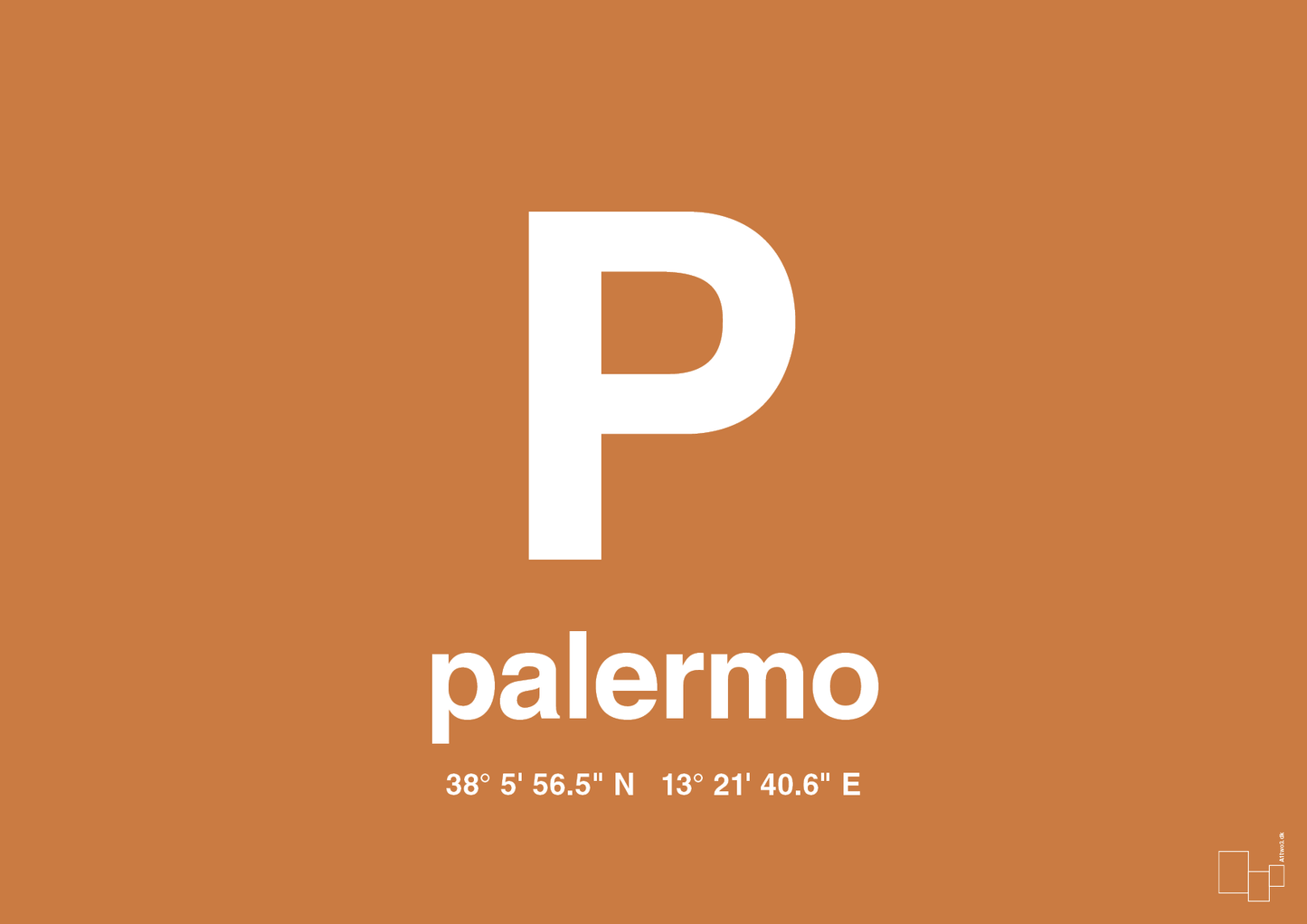 plakat: byplakat palermo med koordinater - rumba orange-Byer-A1two3