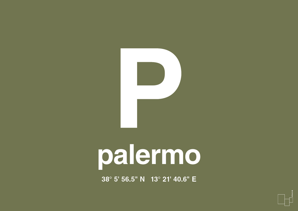 plakat: byplakat palermo med koordinater - secret meadow-Byer-A1two3