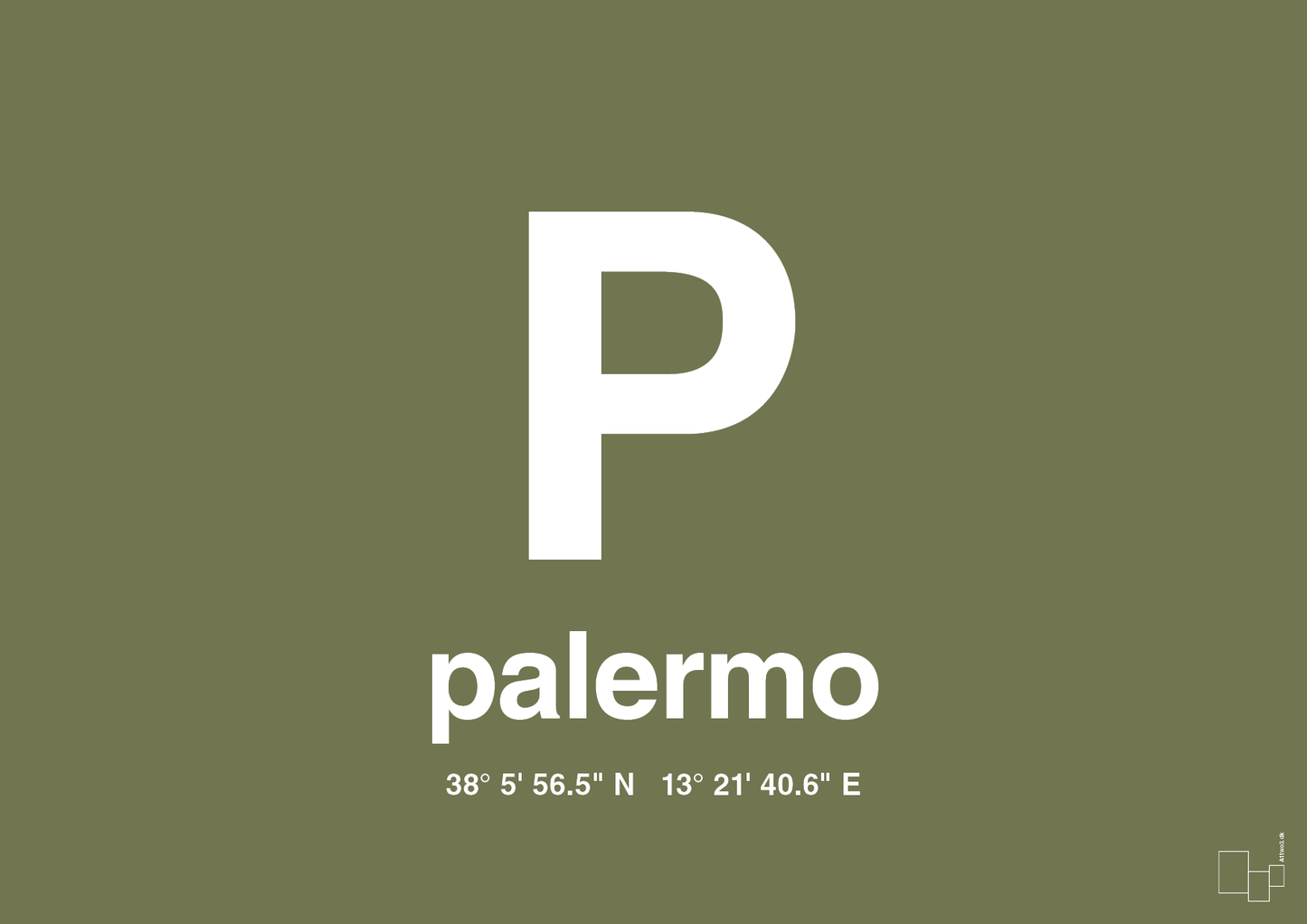 plakat: byplakat palermo med koordinater - secret meadow-Byer-A1two3