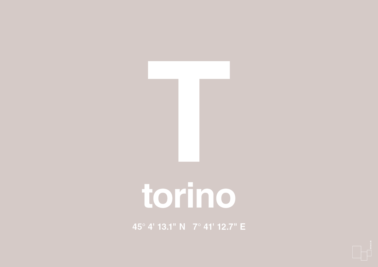 plakat: byplakat torino med koordinater - broken beige-Byer-A1two3