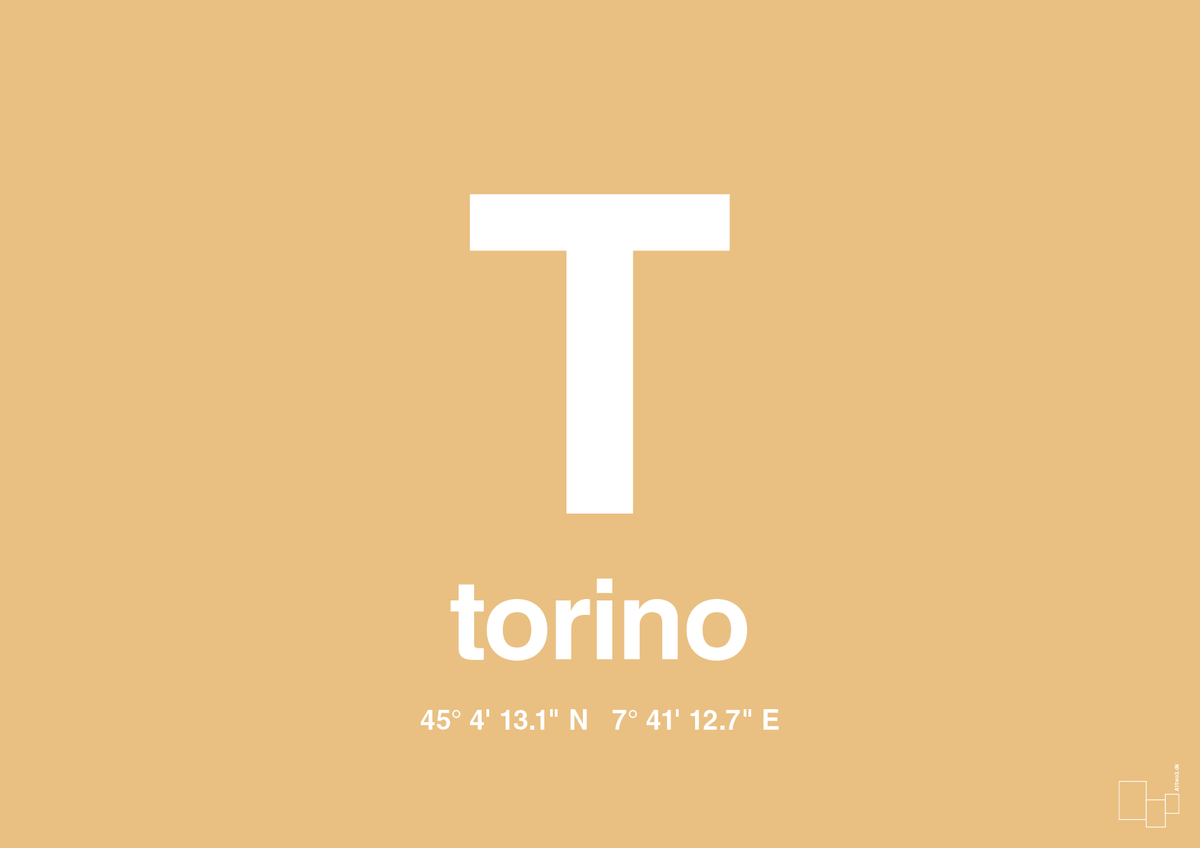 plakat: byplakat torino med koordinater - charismatic-Byer-A1two3